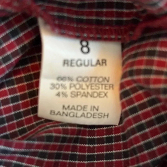Kids Chaps Red and Blue Plaid Long Sleeve Button Down Dress Shirt Size 8 - Picture 4 of 5